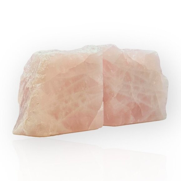 Pink Crystal Bookends, Flawless Natural Rose Quartz, Short Bookends, 6+ lbs (LS) - Picture 2 of 16